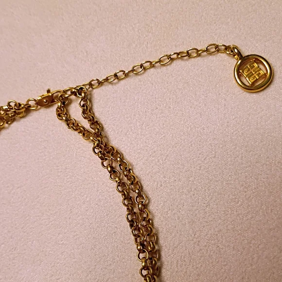 Givenchy Vintage G Logos Two Chain Necklace